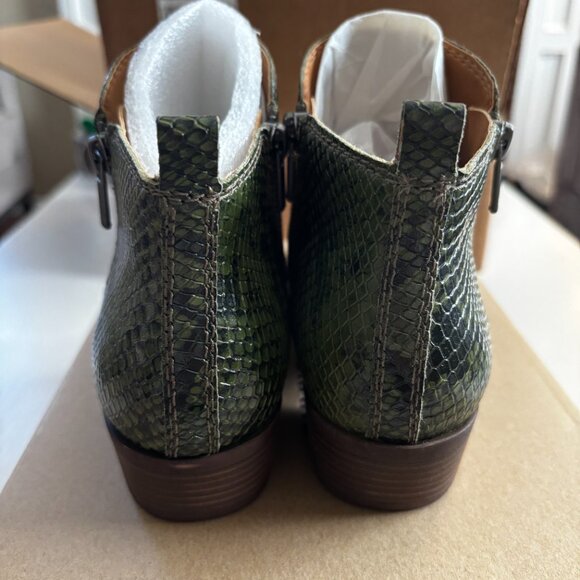 New in Box Lucky Brand Basel Ankle Boot Green Snake 7.5 - Picture 4 of 6